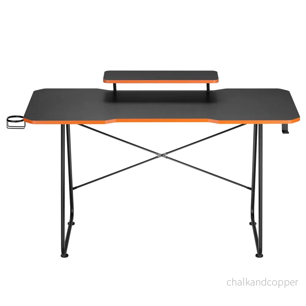 Gamingbord med monitorhylla NanoRS, 50kg max, höjd 850mm, svart, RS170+Kabelarrangör / bordsgaller Nano RS, 1345mm, svart och röd, RS125 - Bild 2