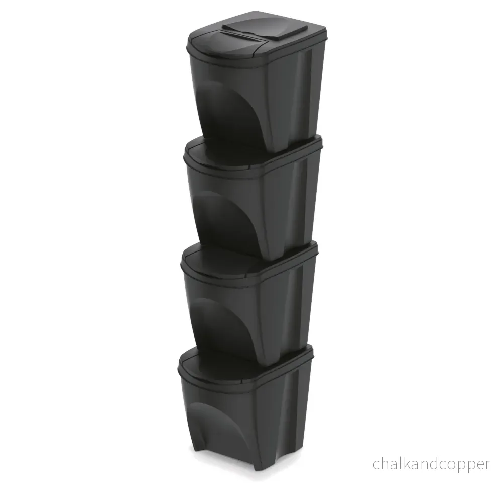Keden Sortibox Avfallssepareringssystem 4x25L Set Avfallssepareringskärl Återvinning Återvinningskärl Avfallssorteringskorgar Plastsoptunnor