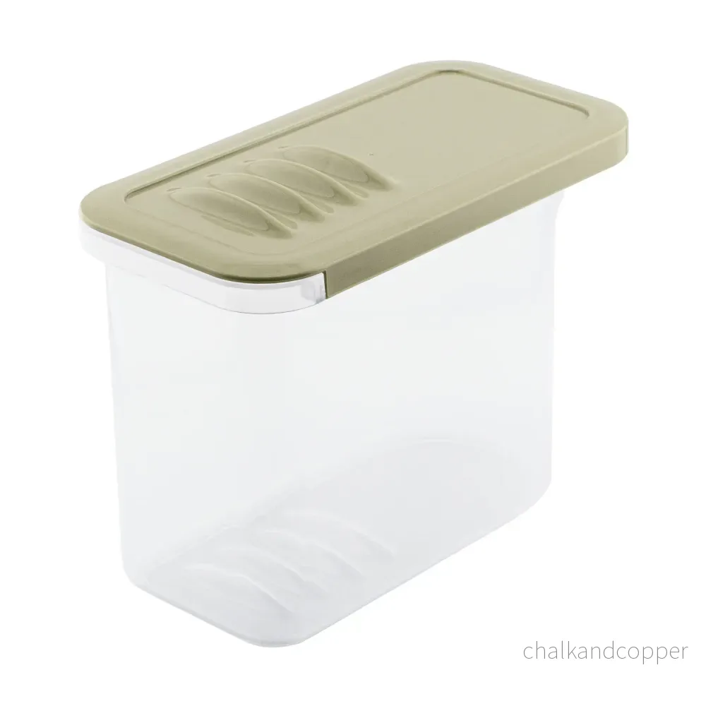 BranQ matbehållare, 1l, transparent, olivgrönt lock, Shark
