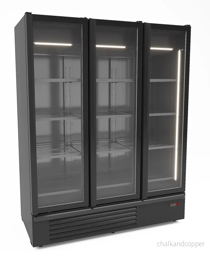 KYLSKÅP 1 GLASDÖRR SVART 550L