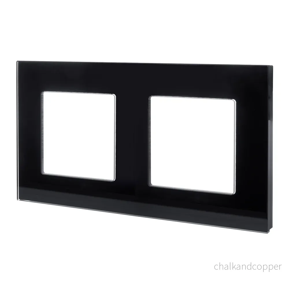 Maclean MCE729W 2-Faldig Glasram Panel 157x86mm För Teckdose Modulärt Vägguttag Infällt Uttag Vägguttag Inbyggt Uttag Infälld Installation (Dubbel Glasram För Uttag, Svart) - Bild 2