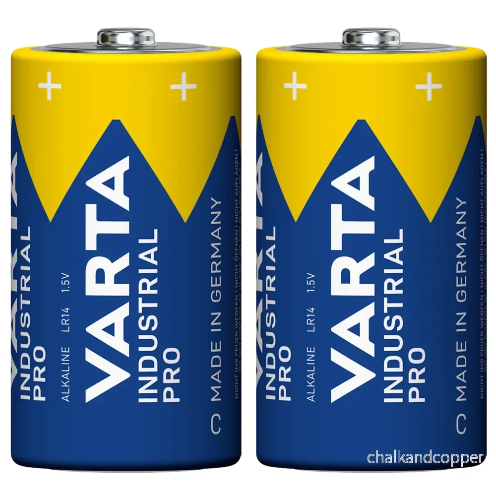 2 st R-14 LR14 C 1,5 V alkaliska batterier från Varta Industrial Pro