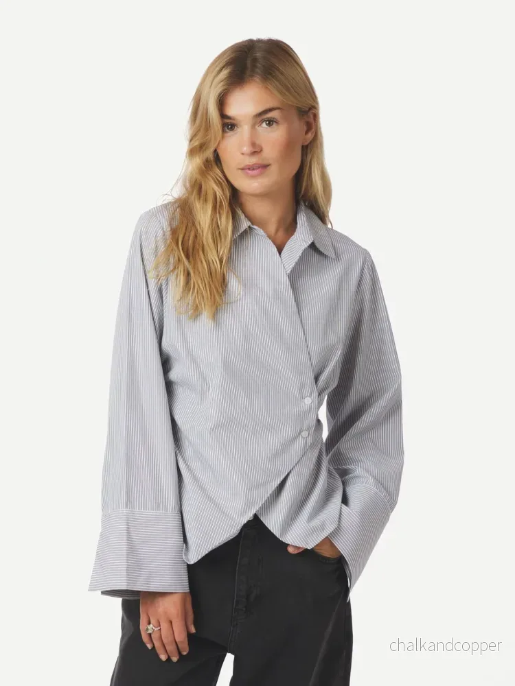 Fenli Striped Shirt Grey Neo Noir