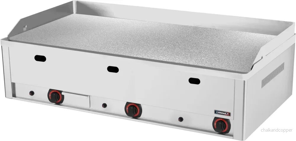 Gasstrukturerad grillplatta - krom 90