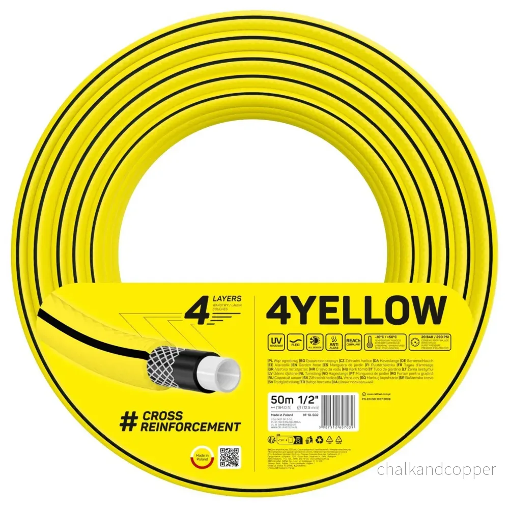 CELLFAST 4YELLOW trädgårdsslang 10-502 1/2" 50m 4-lagig