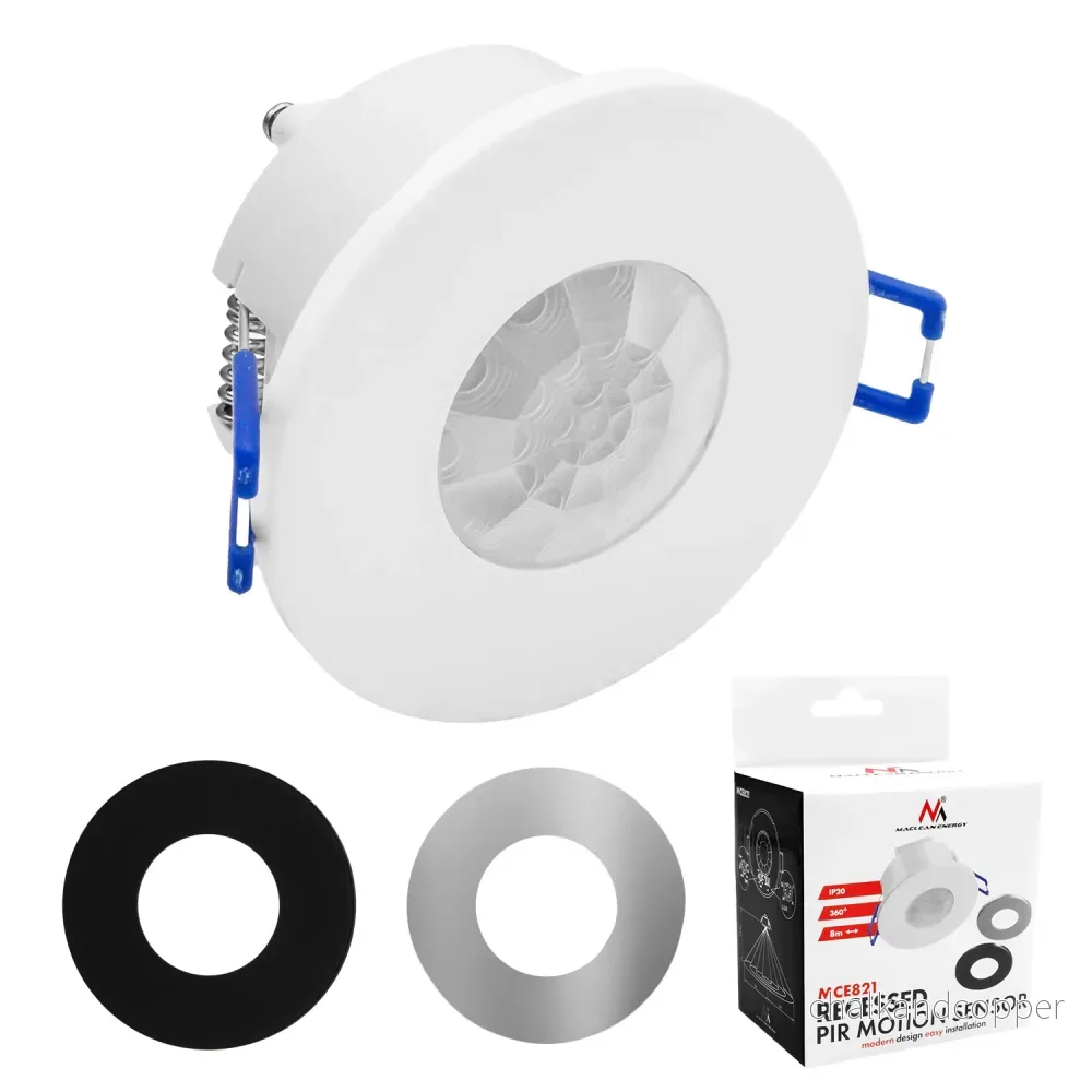 Maclean PIR-rörelsesensor, för infällning, räckvidd 8 m, 600 W/1 200 W, 220–240 V AC, 50/60 Hz, MCE821