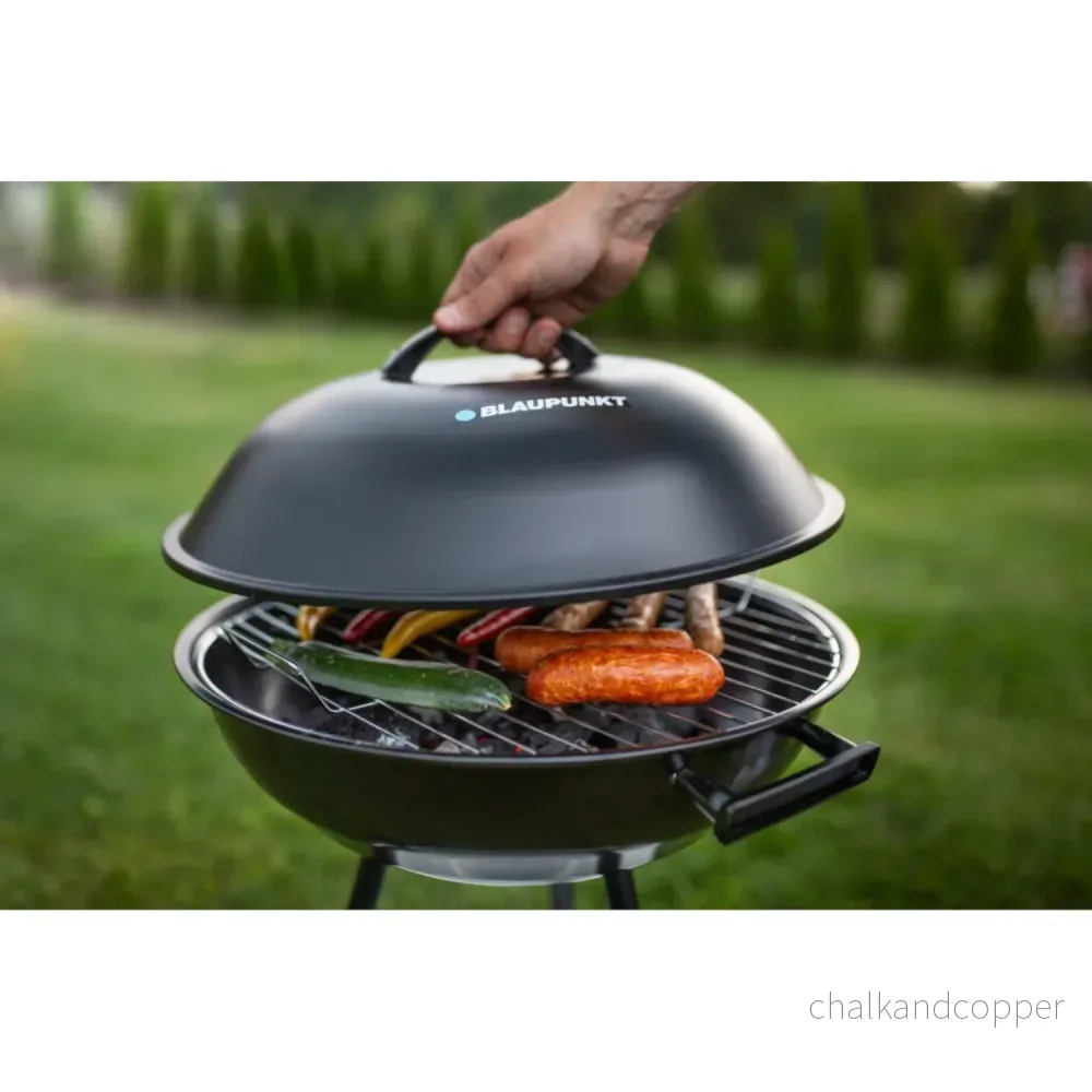 Blaupunkt GC301 Kolgrill På Hjul Runt Grillställ Grill Trädgårdsgrill Grillvagn Med Nedre Trädgårdsgrill 41cm Diameter BBQ Termometer I Locket - Bild 2