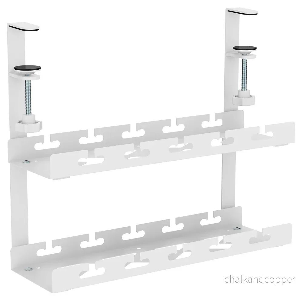 Maclean kabelhanterare under skrivbord, maxbelastning 5 kg, 2 nivåer, vit, MC-104 W - Bild 2