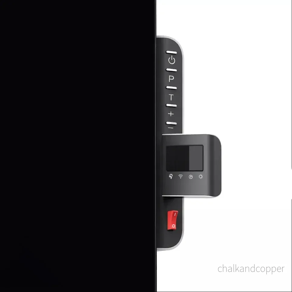 Maclean MCE536 Elektrisk Glaskonvektor 600W Väggfäste Eller Stativ Glasvärmare Elektrisk Värmeelement Elektrisk Kylare Wi-Fi-Kontroll Med Smart-Life App LED Panel Fjärrkontroll 55x100cm Svart - Bild 3