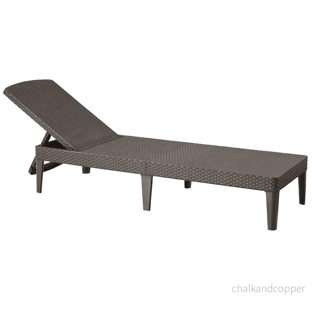 Justerbar trädgårdssolstol Jaipur Sun Lounger, brun + solstolskudde Jaipur, beige, tyg S-550 Melange, storlek 190x60 cm - Bild 2