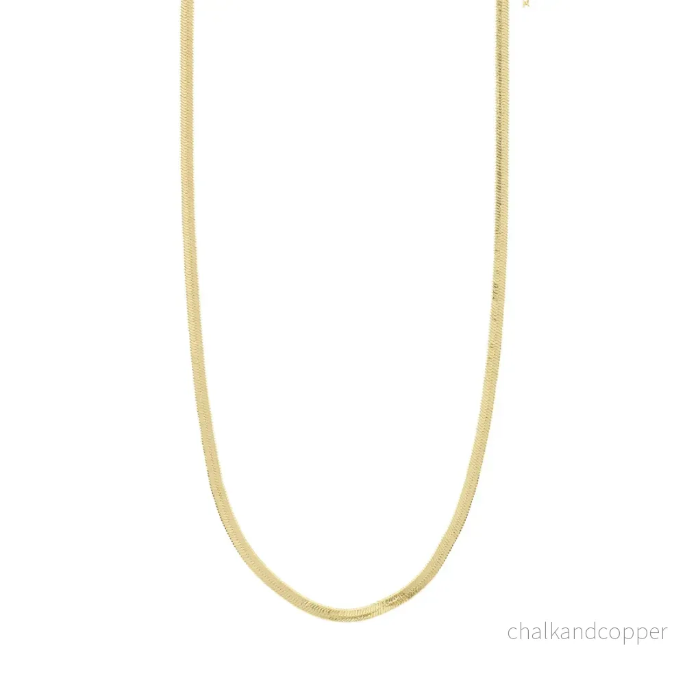 Joanna Recycled Flat Snake Chain Necklace Gold Pilgrim