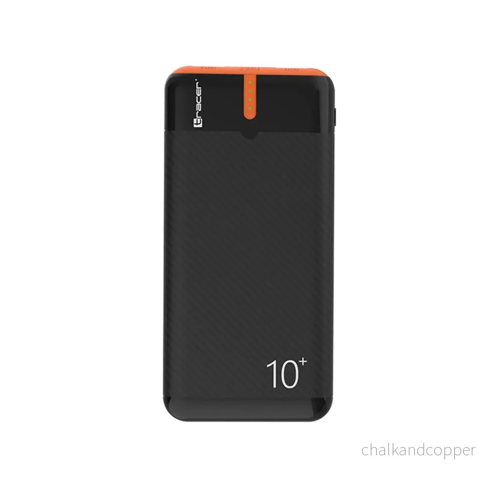 Tracer Powerbank, 10000 mAh, svart och orange, USB C, 2A, EnerGo - Bild 2