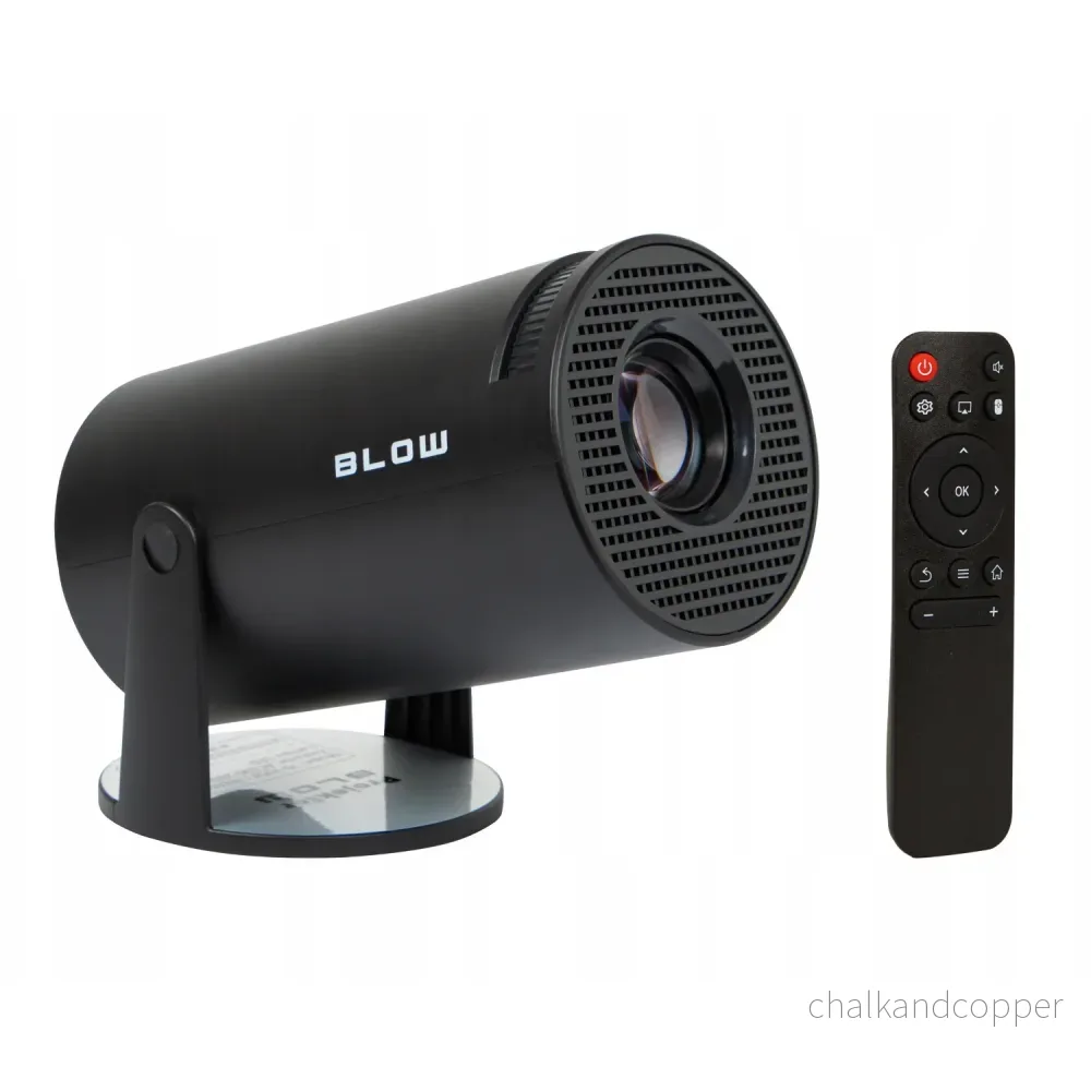 Bärbar projektor Blow, Android TV, inbyggd högtalare på 3 W, upplösning på 720p och avkodning upp till 4K, skarp och levande bild, 79-705#