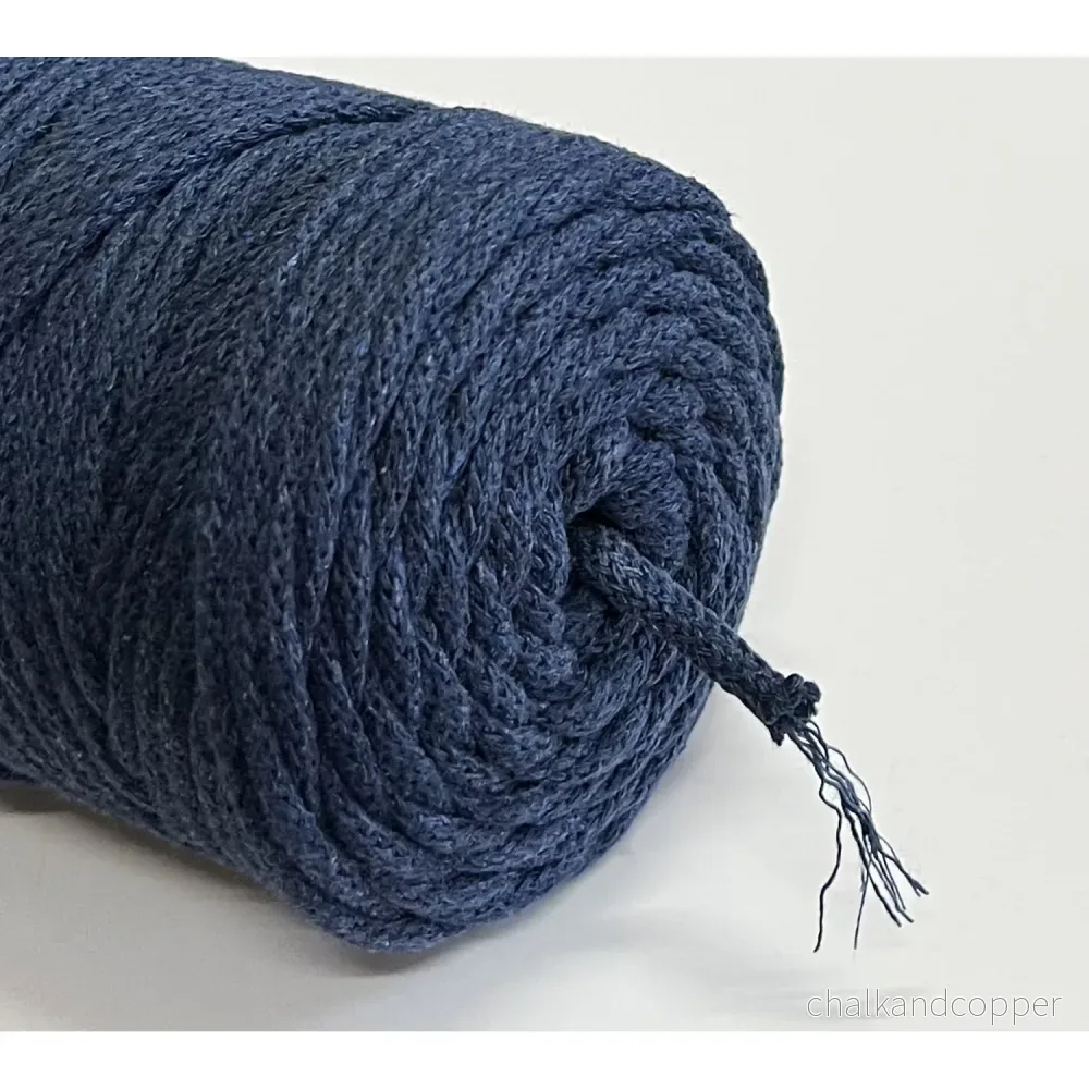ColiNea, bomullssnöre med bomullskärna, flätat, 3mm, 100m, denim - Bild 2