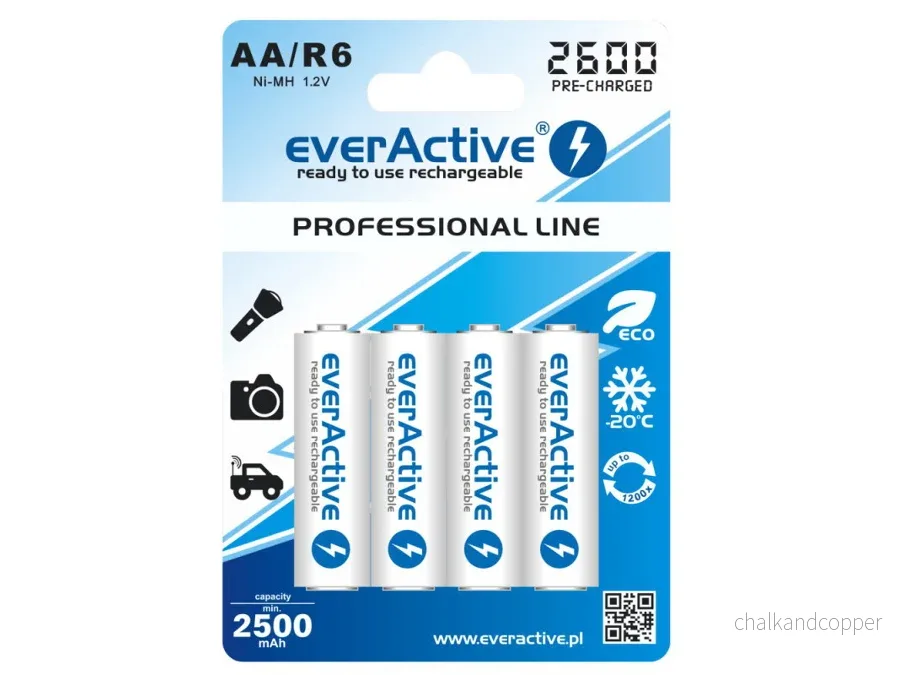everActive uppladdningsbara batterier Ni-MH R-06 AA 2600mAh