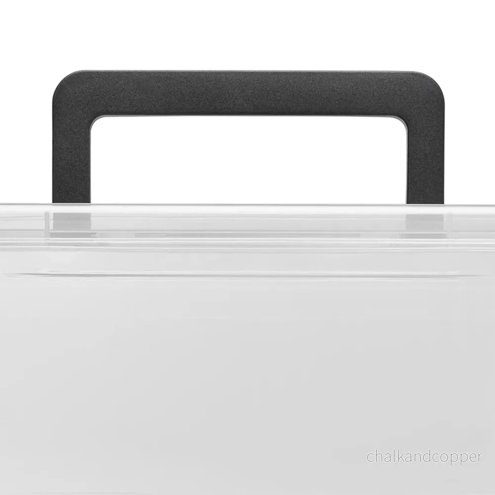 Moxom SimpleStore-behållare, volym 40 liter, genomskinlig, lock med klämfäste, försedd med hjul, BPA-fri, 04-0076 - Bild 3