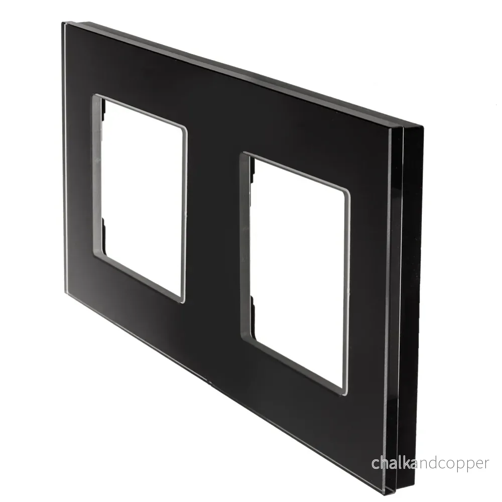 Maclean MCE729W 2-Faldig Glasram Panel 157x86mm För Teckdose Modulärt Vägguttag Infällt Uttag Vägguttag Inbyggt Uttag Infälld Installation (Dubbel Glasram För Uttag, Svart) - Bild 3