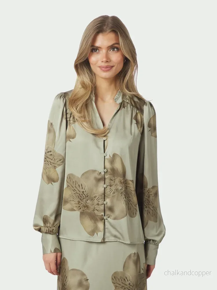 Massima Misty Orchid Blouse Smoke Green Neo Noir