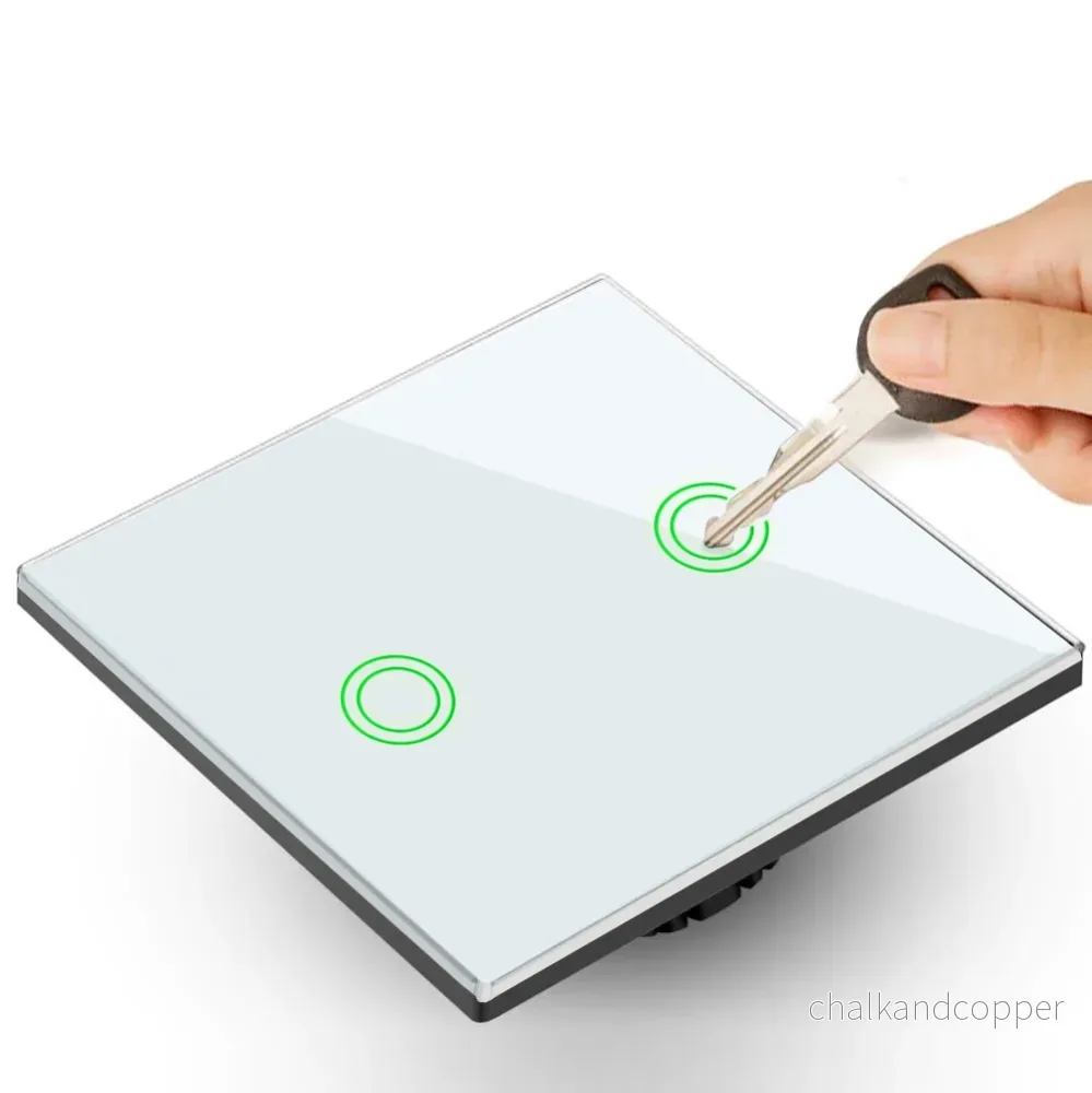 Maclean MCE714W Smart WiFi 2-vägs touch-strömbrytare kompatibel med Tuya APP väggströmbrytare glasomkopplare med färgväxling LED-bakgrundsbelysning infälld strömbrytare 85 x 85 mm (2-vägs rund, vit) - Bild 3