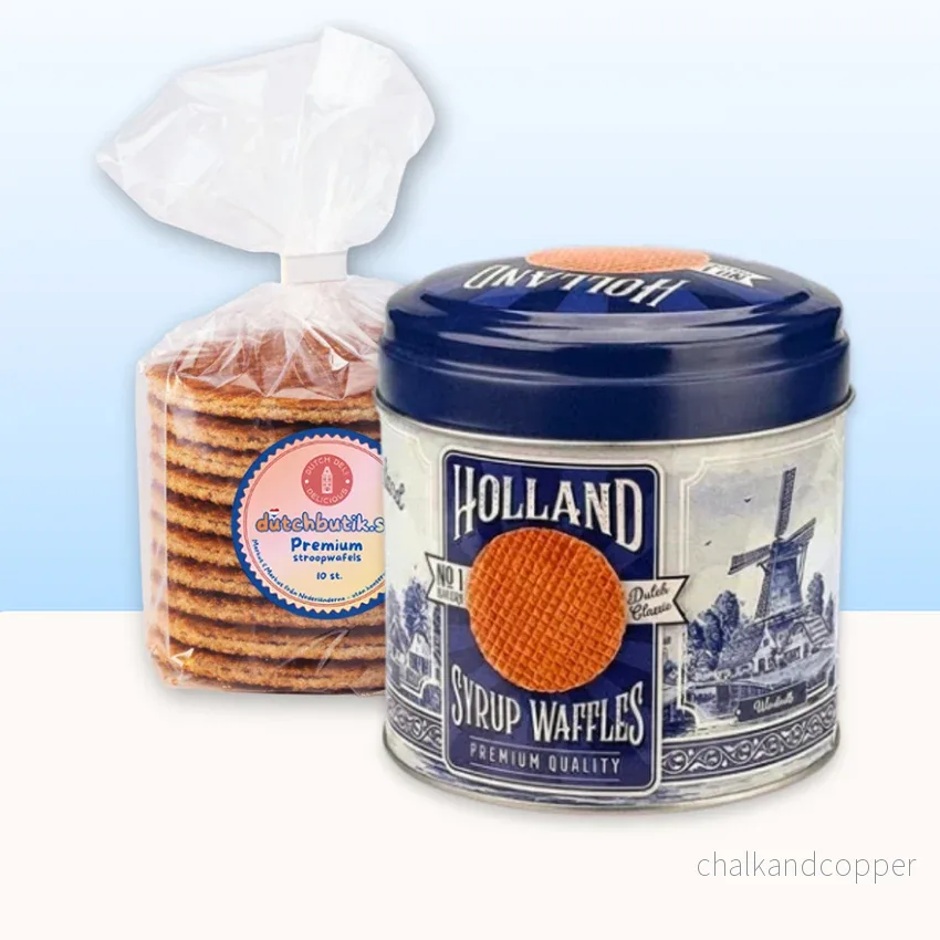 Delfts Blauw burk med premium stroopwafels (10 st, ca 350 g totalt) – Exklusivt gåvoset