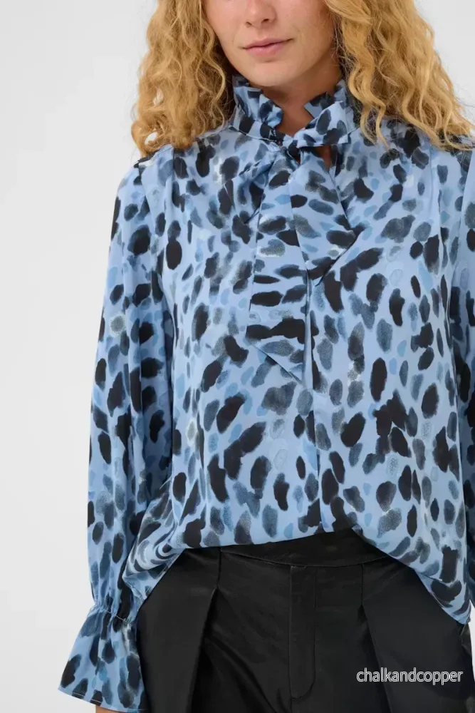 GracieIW Printed Blouse Blue Painted Dot InWear GracieIW Printed Blouse Blue Painted Dot InWear