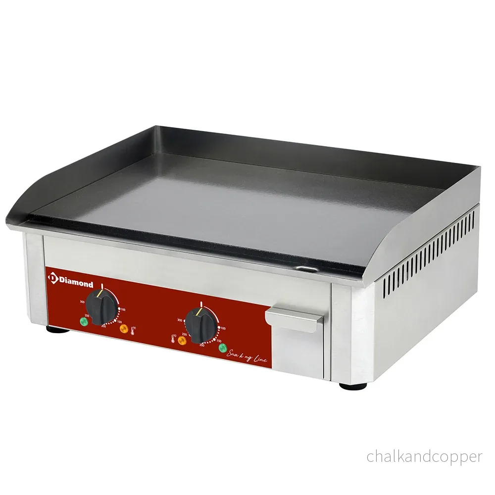 Elektrisk grillplatta, dubbel, emaljerad yta