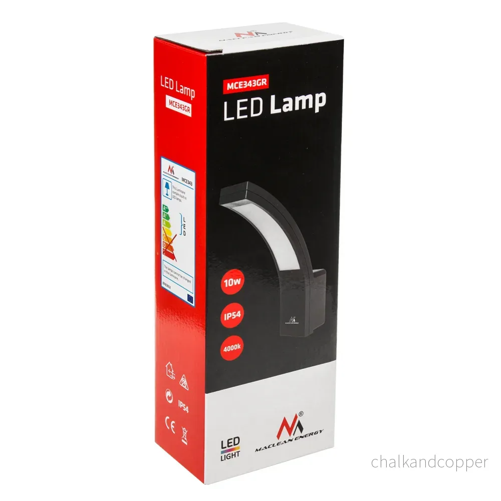 LED fasadlampa MCE343 GR 800lm 10W IP54 Maclean Energy grey, naturvitt (4000K) - Bild 2