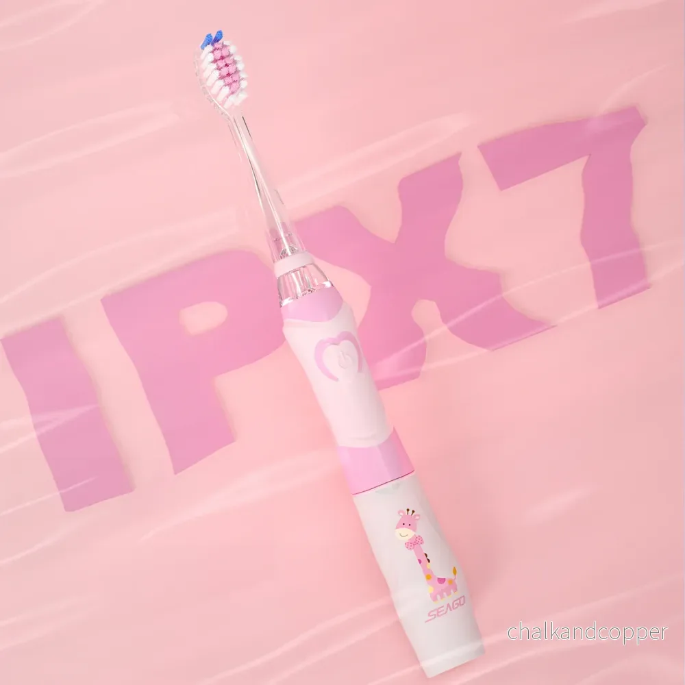 SEAGO Sonic-tandborste för barn, rosa, 1xAA 1,5V (ingår ej), 3 stift, SG-977 Rosa - Bild 3
