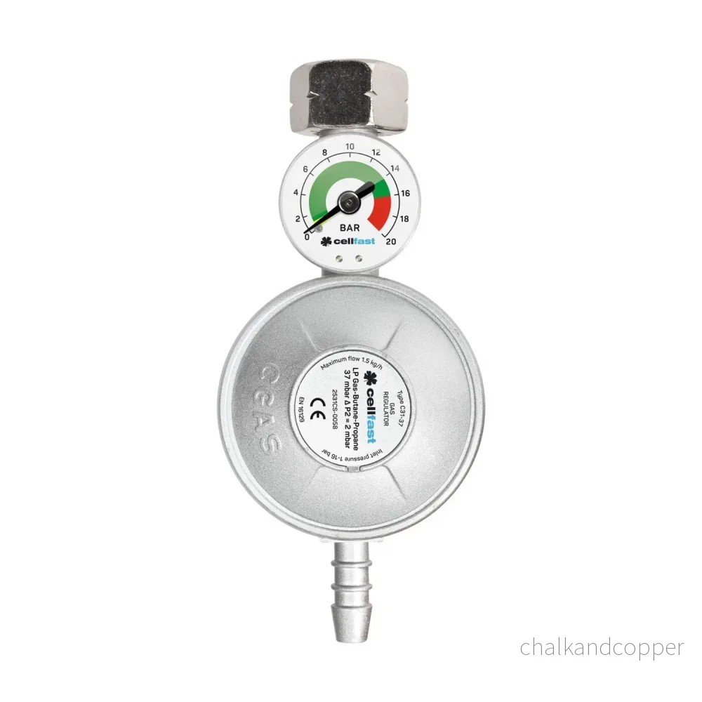 Propan-butangas tryckreducerare med manometer inloppstryck 0,3-16 bar utloppstryck 37 Mbar ...