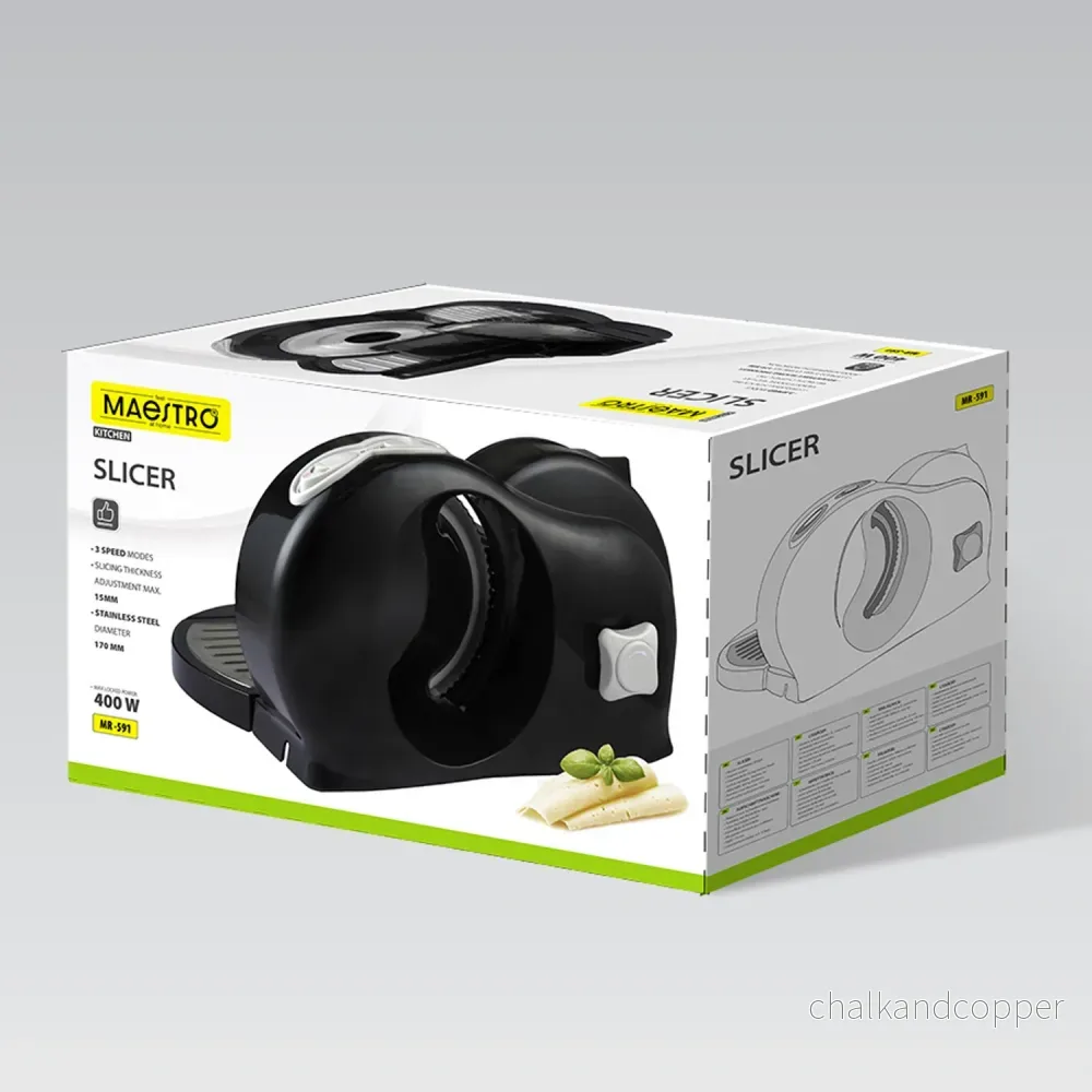 Maestro-skärmaskin, effekt 400 W, skärbredd 0–15 mm, blad i rostfritt stål, tre skärhastigheter, med nedtryckare och bricka, MR-591 - Bild 3