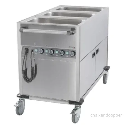 Bain-Marie – Vagn med hjul – Med Värmare – 3 X GN 1/1