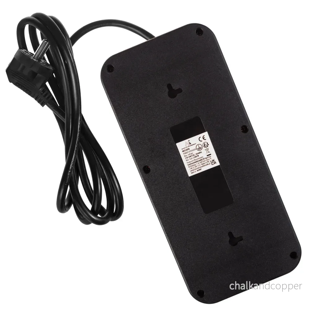 Maclean grenuttag, förlängningskabel 6 uttag + 4xUSB, 110-240V AC 50/60Hz, 2,1A max 2500W, 1,5 m, svart, MCE389 B - Bild 3