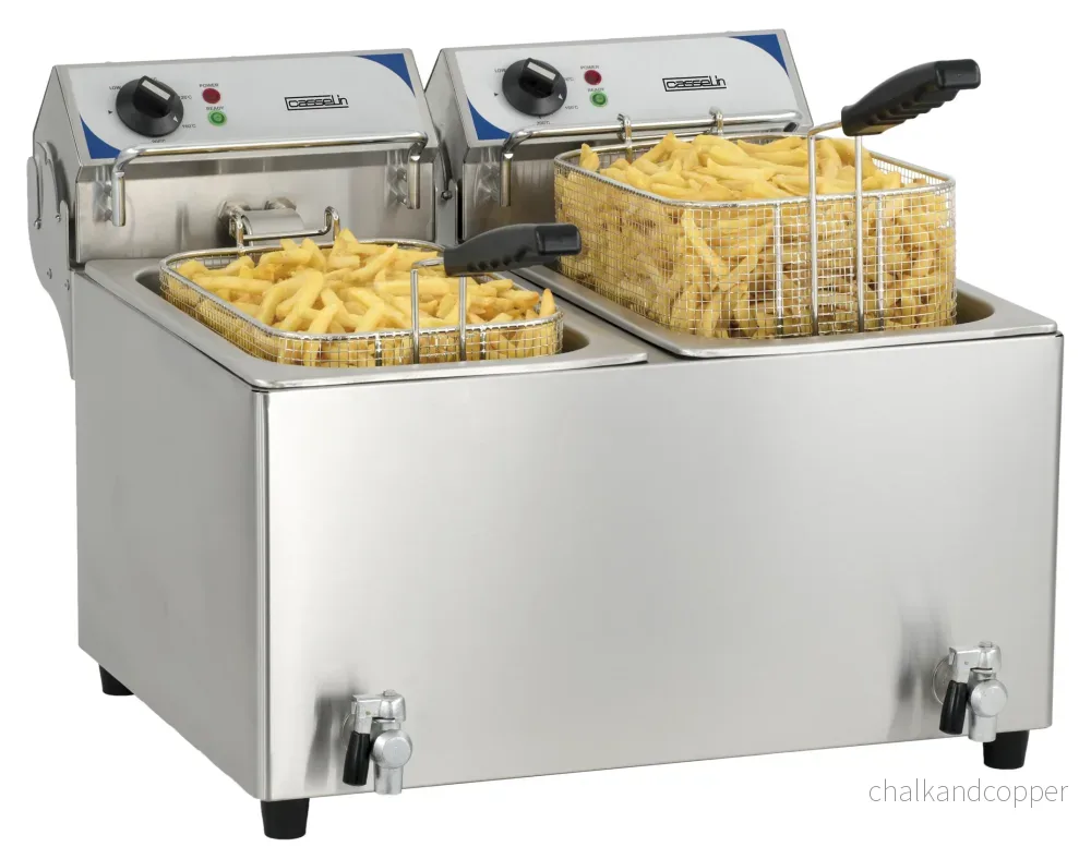 Elektrisk fritös med avloppskran 2 x 10 liter