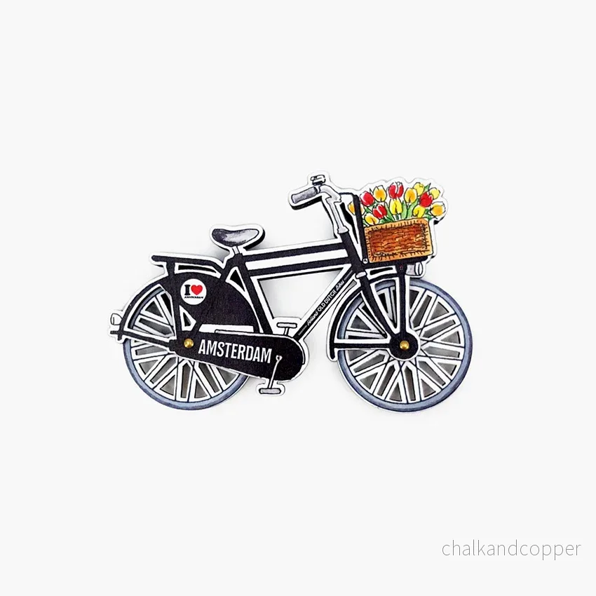 Magnet med Svart Cykel & Roterande Hjul – Amsterdam Magnet med Svart Cykel & Roterande Hjul – Amsterdam