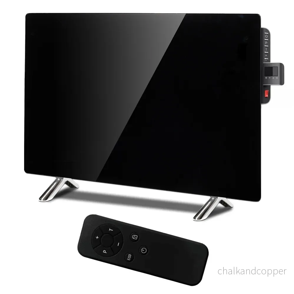 Maclean MCE536 Elektrisk Glaskonvektor 600W Väggfäste Eller Stativ Glasvärmare Elektrisk Värmeelement Elektrisk Kylare Wi-Fi-Kontroll Med Smart-Life App LED Panel Fjärrkontroll 55x100cm Svart - Bild 2