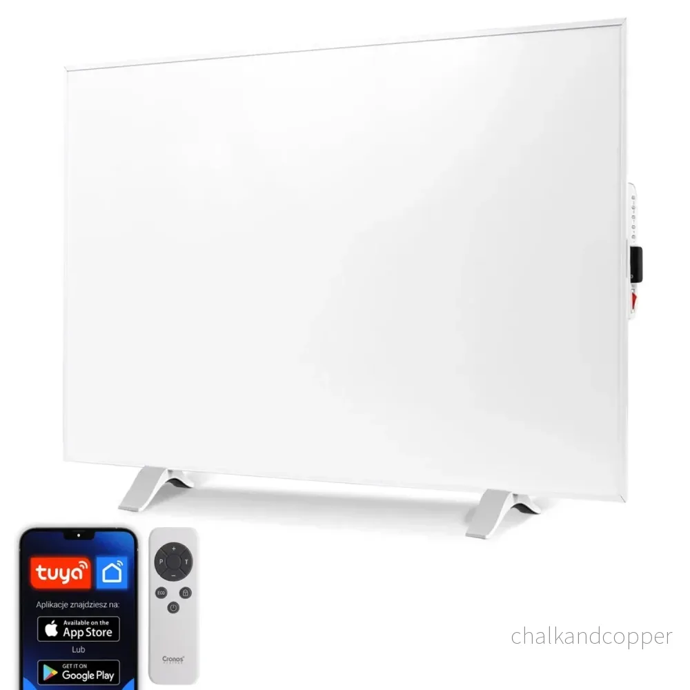 Cronos infravärmare, 500W, vit, allergivänlig, ultratunn, matt yta, värmer upp till 14m2, Synthelith PRO CRP-500TWP Vit - Bild 2