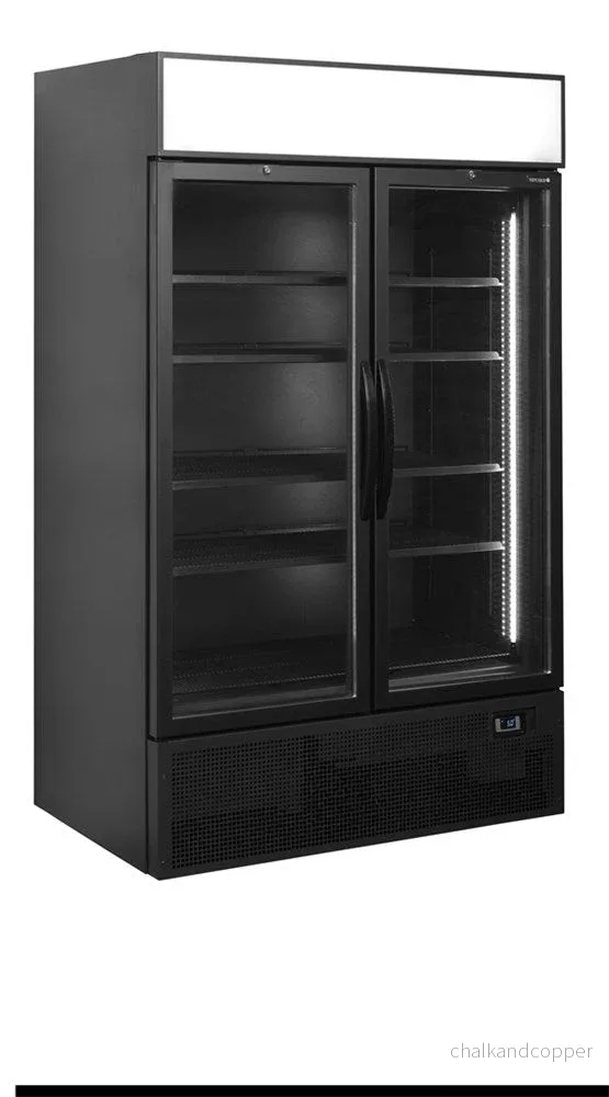 Svart 2-dörrars displaykylare med ljus topp – 796 liter – FSC1000H SVART Svart 2-dörrars displaykylare med ljus topp – 796 liter – FSC1000H SVART