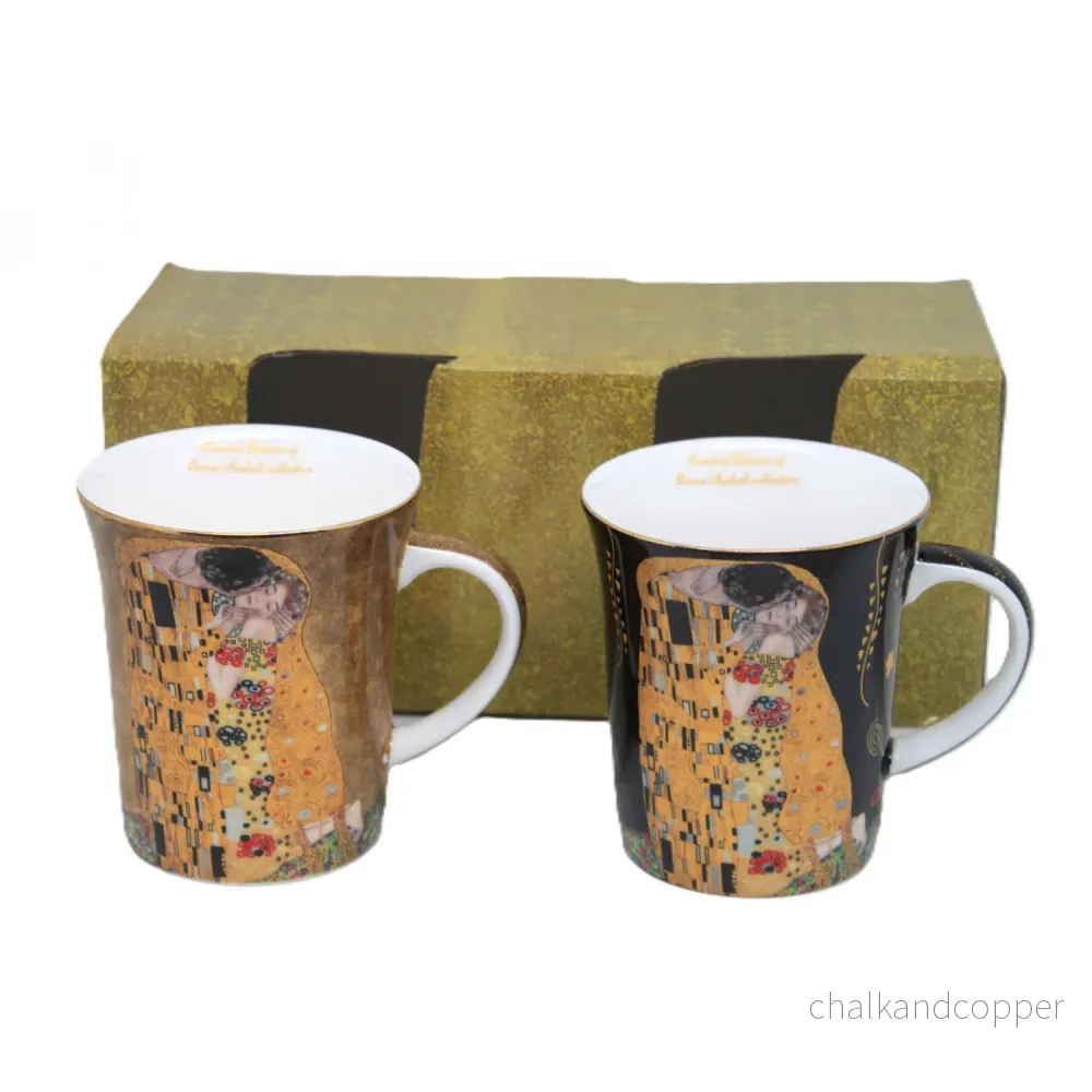 Gustav Klimt Kiss-muggar svart och brun 400ml, Drottning Isabel - Bild 2