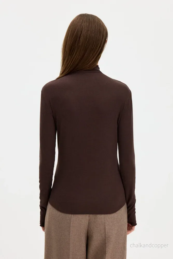 Rib Mock Neck Top Dark Chocolate Filippa K - Bild 3