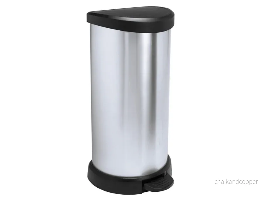 Curver 181125 Avfallsbehållare 40 L med fotpedal Silver papperskorg