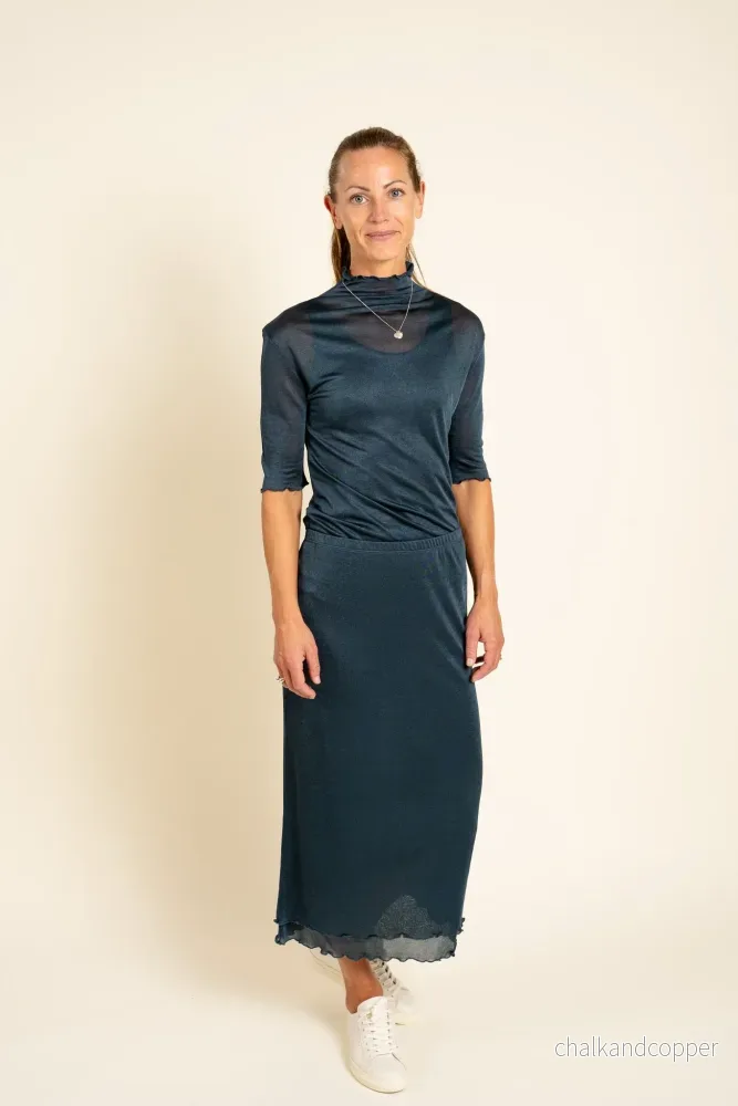 Mock Neck Frill Top Dawn Blue - Bild 2