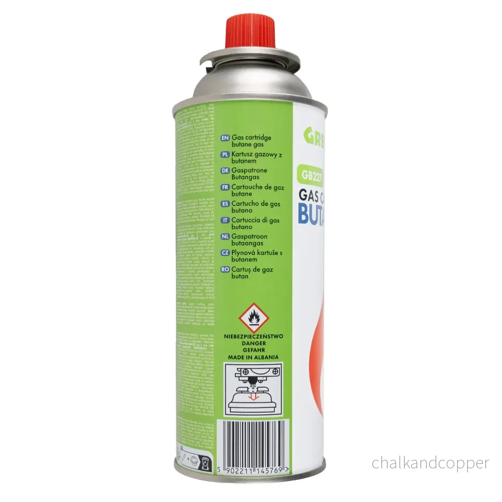4 gaspatroner à 227 g GreenBlue. Certifikat: Pi 0875, uppfyller standarden EN417, butan, användningstemperatur -10 °C till +40 °C, GB227 - Bild 3
