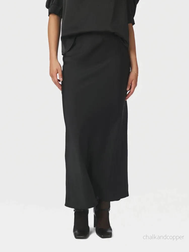 Vicky Heavy Sateen Skirt Black Neo Noir