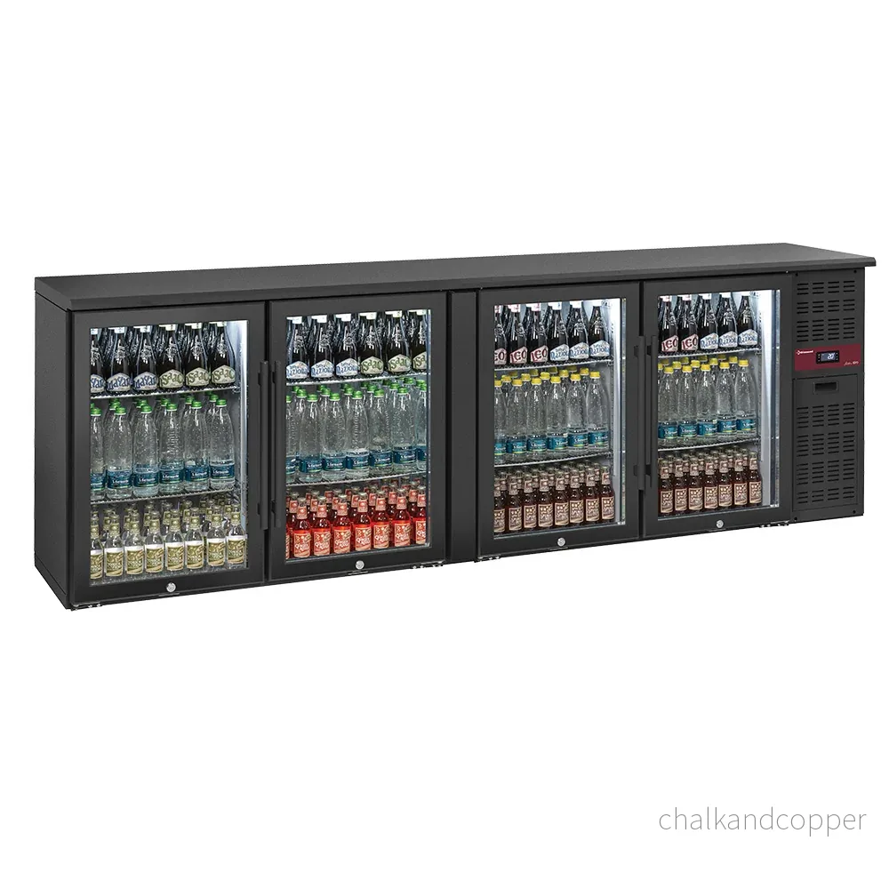 Back Bar Cooler 4 glasdörrar, 620 liter, justerbara fötter Back Bar Cooler 4 glasdörrar, 620 liter, justerbara fötter