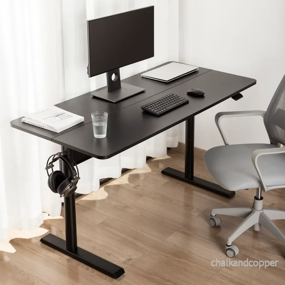 Skrivbord med bordsskiva 140x68cm Ergo Office, gasfjäder, höjdjusterbart, för stående och sittande arbete, max höjd 115cm, ER-453 - Bild 2