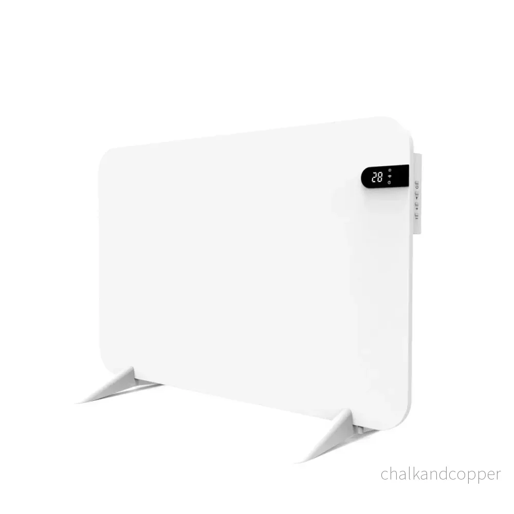 Cronos elektrisk radiator, vit, effekt 450 W, värmer upp rum på upp till 14 m2, inbyggd termostat, fjärrkontroll, funktion för att upptäcka öppna fönster, ben ingår, WFH-450TW - Bild 2