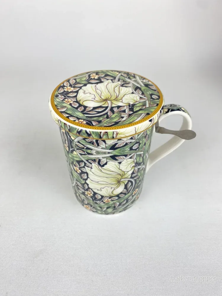 Tekopp med lock/fat och tesil – William Morris Pimpernel