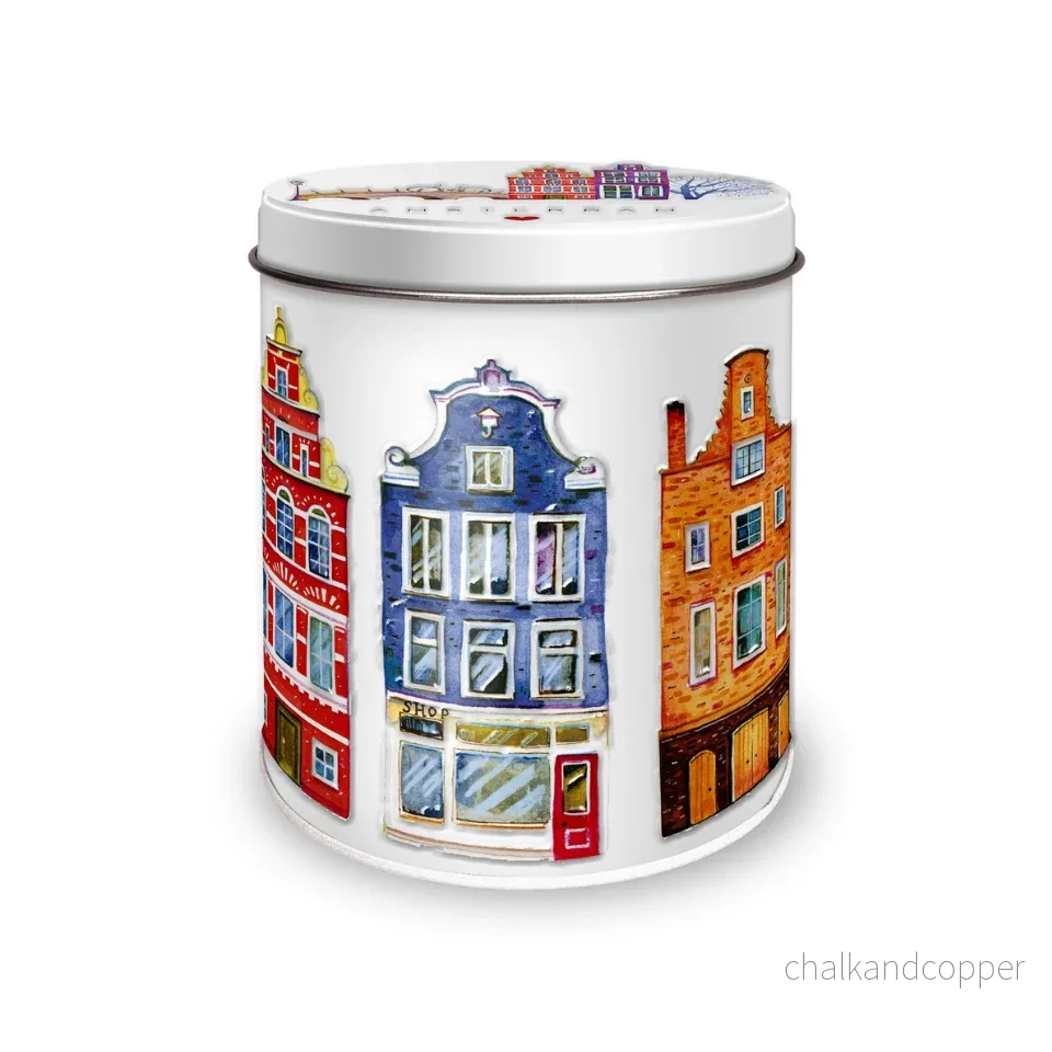 I Love Amsterdam stroopwafel-/förvaringsburk – Amsterdam Houses (115×100 mm) - Bild 2