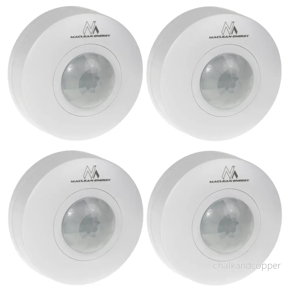 Maclean PIR rörelsedetektor, räckvidd 6m, tak, max. belastning 1200W, IP20, MCE314 W 4 st