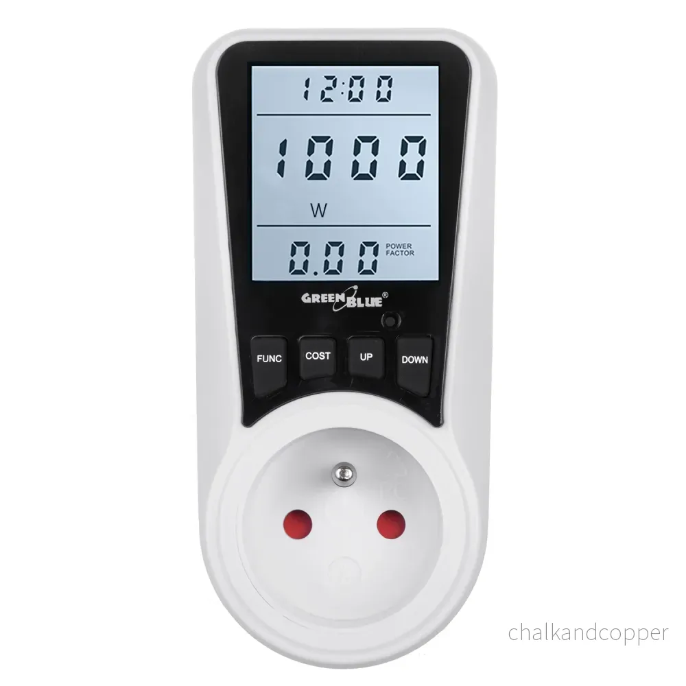 Greenblue GB350 E Energikostnadsmätare Elmätare Effektförbrukning Energikostnadsmätare Elmätare Wattmeter Schuko